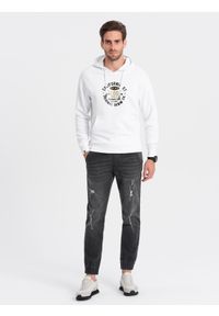 Ombre Clothing - Męskie spodnie jeansowe JOGGERY z przetarciami - czarne V2 OM-PADJ-0150 - XL. Kolor: czarny. Materiał: jeans