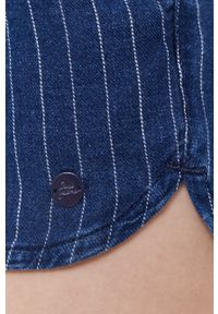 Pepe Jeans Szorty damskie kolor granatowy wzorzyste medium waist. Kolor: niebieski. Materiał: materiał #2