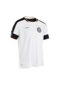KIPSTA - Koszulka do piłki nożnej dla dzieci Kipsta FF500 Niemcy 2024. Kolor: czarny, biały, wielokolorowy. Materiał: materiał, elastan, prążkowany, tkanina, poliester