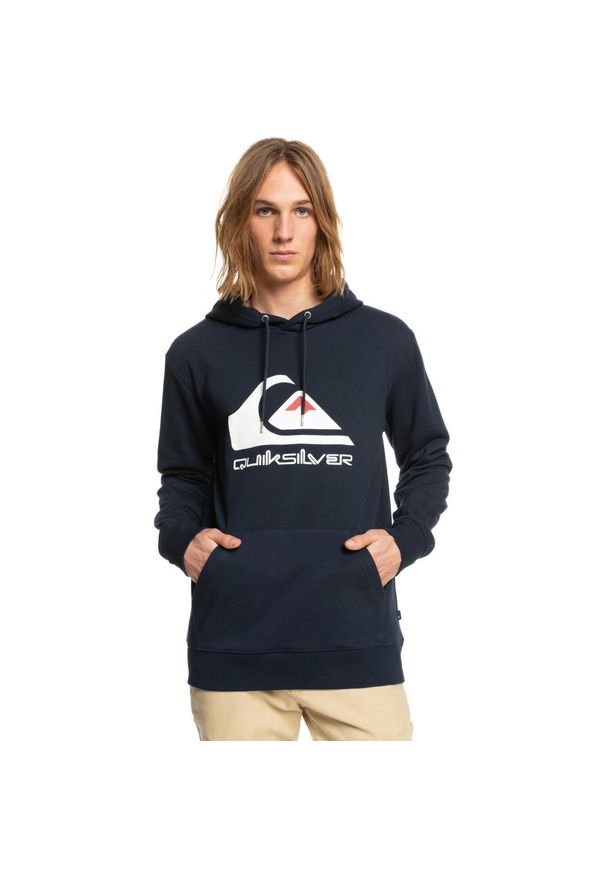 Quiksilver - Bluza z kapturem BIG LOGO Niebieski Mężczyźni. Typ kołnierza: kaptur. Kolor: niebieski, wielokolorowy, biały. Materiał: materiał, poliester, bawełna. Sport: skateboard