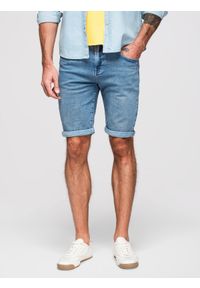 Ombre Clothing - Szorty jeansowe męskie z podwiniętą nogawką - jasnoniebieskie V1 - Rozmiar: M. Kolor: niebieski. Materiał: jeans. Długość: krótkie. Sezon: lato. Styl: klasyczny #1