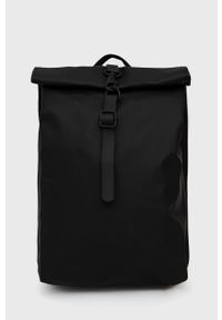 Rains plecak 13610 Rolltop Rucksack Mini kolor czarny mały gładki. Kolor: czarny. Wzór: gładki