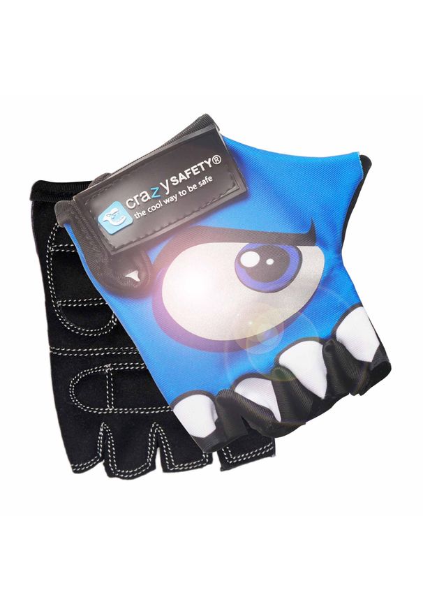 CRAZY SAFETY - Rękawiczki rowerowe | Niebieskie | Crazy Safety | Refleksyjne oczy | S. Kolor: niebieski. Materiał: lycra. Sport: kolarstwo