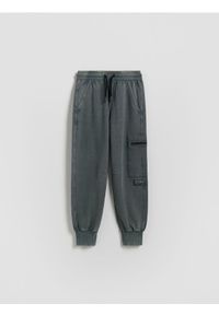 Reserved - Spodnie z efektem sprania - jasny zielony. Kolor: zielony. Materiał: bawełna, dresówka, dzianina #1