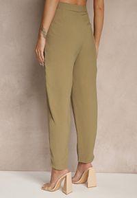 Renee - Ciemnobeżowe Eleganckie Modalowe Spodnie Garniturowe High Waist Mavilisse. Stan: podwyższony. Kolor: beżowy. Styl: elegancki