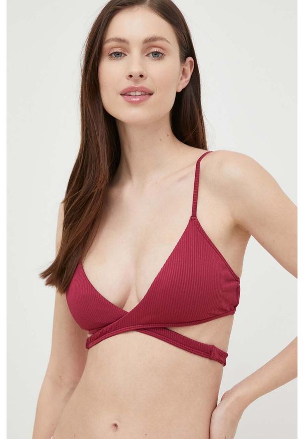 Hollister Co. biustonosz kąpielowy kolor bordowy lekko usztywniona miseczka. Kolor: czerwony