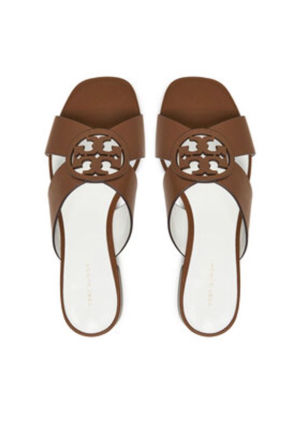 Tory Burch Klapki Miller 162574 Brązowy. Kolor: brązowy. Materiał: skóra