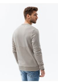 Ombre Clothing - Bluza męska z kieszenią zapinaną na zamek - beżowa B1349 - XXL. Kolor: beżowy. Materiał: bawełna, poliester. Wzór: nadruk, geometria #4
