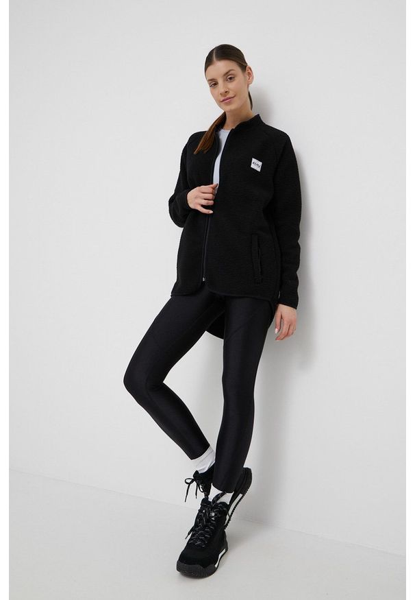 Eivy Bluza damska kolor czarny gładka. Kolor: czarny. Materiał: materiał, poliester. Długość rękawa: raglanowy rękaw. Długość: długie. Wzór: gładki
