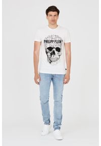 Philipp Plein - PHILIPP PLEIN Męski t-shirt biały z popękaną czaszką, Rozmiar XXL. Kolor: biały #3
