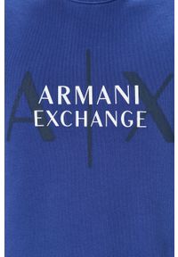 Armani Exchange - Bluza bawełniana. Okazja: na co dzień. Kolor: niebieski. Materiał: bawełna. Wzór: nadruk. Styl: casual #3