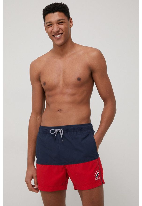 Superdry szorty kąpielowe kolor granatowy. Kolor: niebieski. Materiał: tkanina