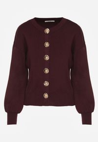 Renee - Bordowy Kardigan z Wiskozą Zdobiony Eleganckimi Napami i Bufiastymi Rękawami Acannte. Kolor: czerwony. Materiał: wiskoza. Wzór: aplikacja. Styl: elegancki #2