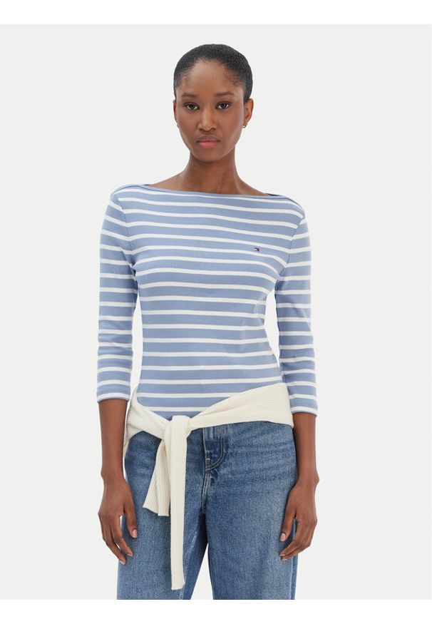 TOMMY HILFIGER - Tommy Hilfiger Bluzka New Cody WW0WW40589 Błękitny Slim Fit. Kolor: niebieski. Materiał: bawełna