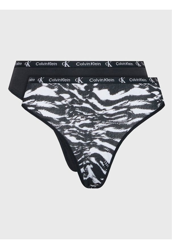 Calvin Klein Underwear Komplet 2 par stringów 000QD3990E Czarny. Kolor: czarny. Materiał: bawełna