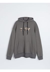 Sinsay - Bluza hoodie - szary. Kolor: szary
