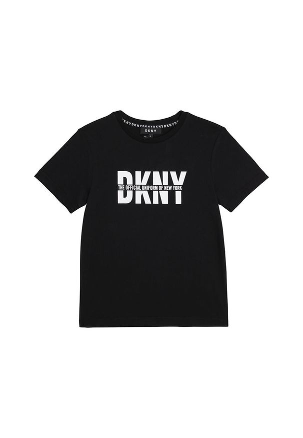 DKNY - Dkny - T-shirt dziecięcy 114-150 cm. Okazja: na co dzień. Kolor: czarny. Materiał: bawełna, dzianina. Wzór: nadruk. Styl: casual