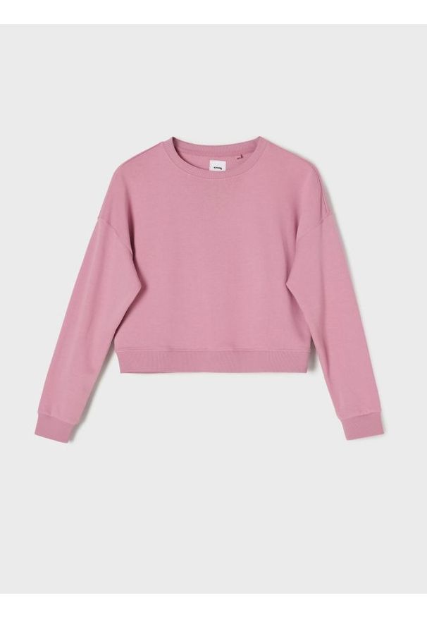 Sinsay - Krótka bluza crewneck - różowy. Kolor: różowy. Długość: krótkie