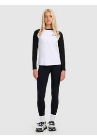 4f - 4F Longsleeve regular damski - biały M. Okazja: na co dzień. Kolor: biały. Materiał: materiał, dzianina. Długość rękawa: długi rękaw. Długość: długie. Styl: casual #2