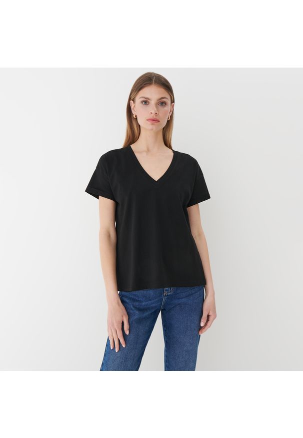 Mohito - Koszulka oversize Eco Aware - Czarny. Kolor: czarny