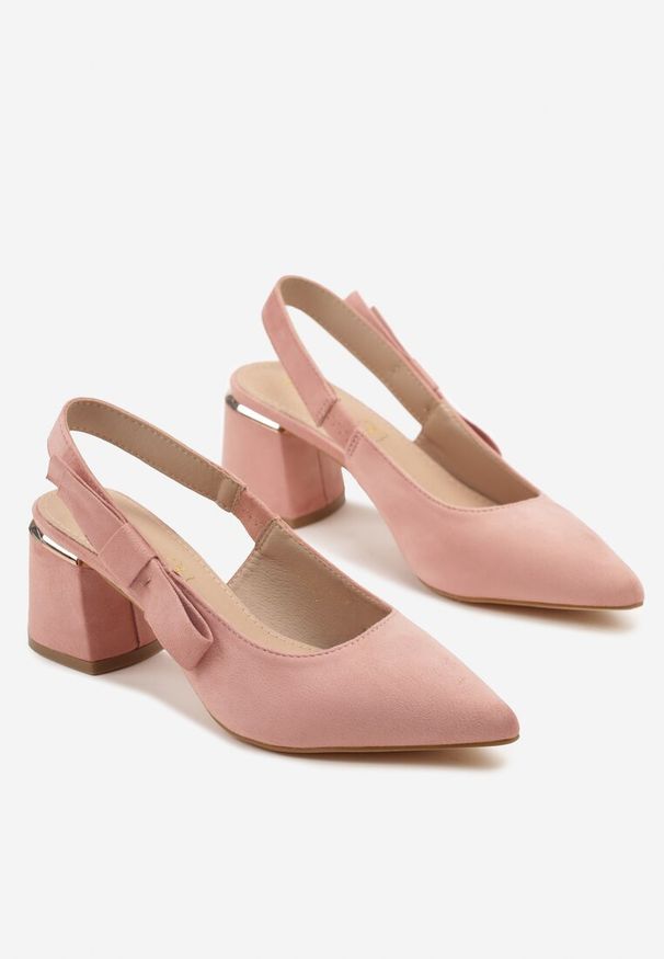 Renee - Różowe Sandały na Słupku Vices Slingback ze Skórzaną Wkładką Vevoline. Okazja: na spotkanie biznesowe, do pracy, na co dzień. Zapięcie: sprzączka. Kolor: różowy. Materiał: skóra. Sezon: lato. Obcas: na słupku. Styl: biznesowy, klasyczny, elegancki, casual
