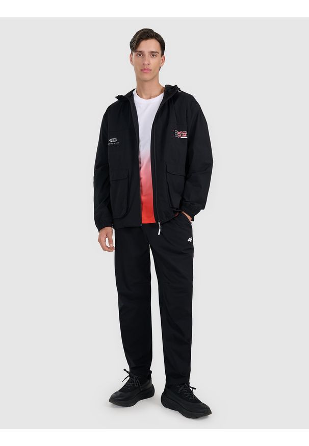 4f - 4F T-shirt regular z nadrukiem męski - czerwony XXL. Okazja: na co dzień. Kolor: czerwony. Materiał: bawełna, materiał. Wzór: nadruk. Styl: casual