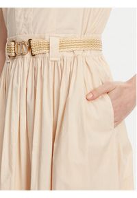 TwinSet - TWINSET Sukienka codzienna 251TT2101 Beżowy Regular Fit. Okazja: na co dzień. Kolor: beżowy. Materiał: bawełna. Typ sukienki: proste. Styl: casual #3