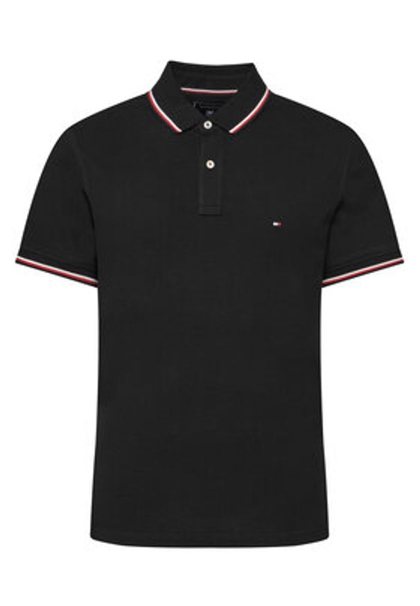 TOMMY HILFIGER - Tommy Hilfiger Polo MW0MW13080 Czarny Slim Fit. Typ kołnierza: polo. Kolor: czarny. Materiał: bawełna
