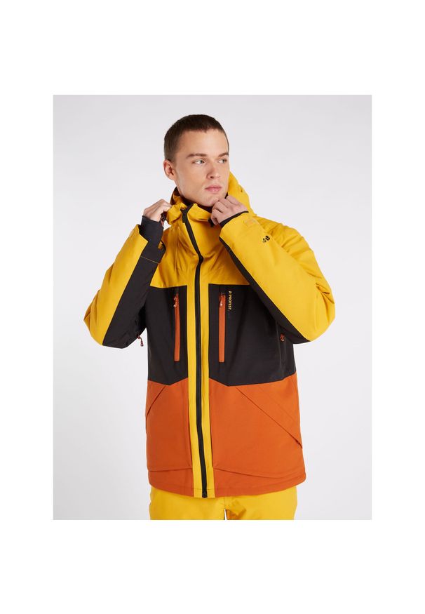 Kurtka narciarska i snowboardowa męska Protest Prtgooz. Kolor: pomarańczowy, czarny, wielokolorowy, żółty. Sport: snowboard, narciarstwo