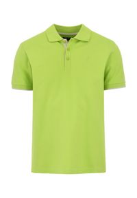 Ochnik - Limonkowa koszulka polo męska. Typ kołnierza: polo. Kolor: zielony. Materiał: bawełna. Długość rękawa: krótki rękaw. Długość: krótkie