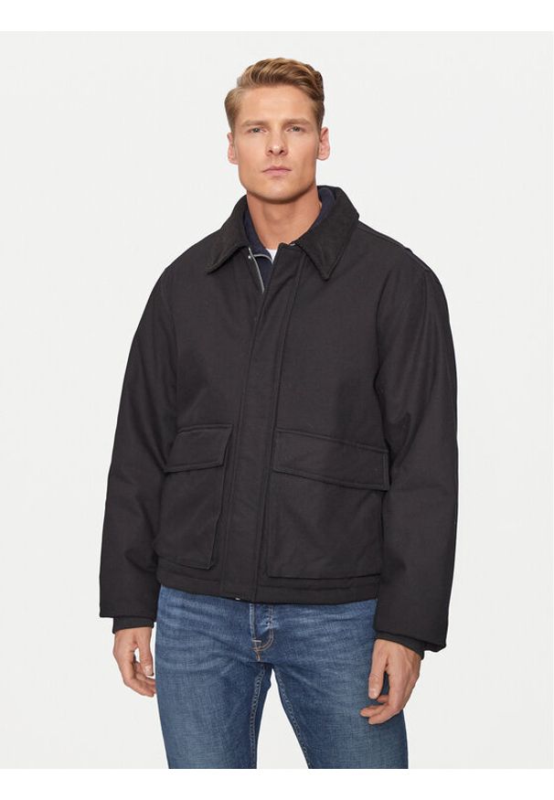 Jack & Jones - Jack&Jones Kurtka przejściowa Brooklyn 12261818 Czarny Regular Fit. Kolor: czarny. Materiał: bawełna, sztruks