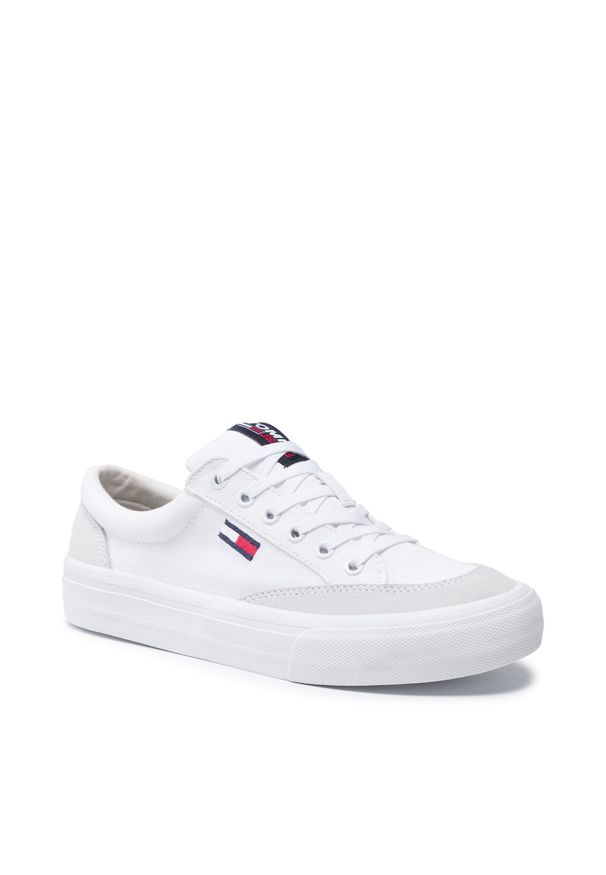 Sneakersy Tommy Jeans Skate Core Vulc Tjm EM0EM00800 White YBR. Kolor: biały. Materiał: materiał