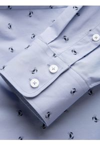 Ombre Clothing - Klasyczna męska bawełniana koszula SLIM FIT w kraby - jasnoniebieska V6 OM-SHCS-0156 - XXL. Typ kołnierza: kołnierzyk klasyczny. Kolor: niebieski. Materiał: bawełna. Długość rękawa: długi rękaw. Długość: długie. Wzór: nadruk. Styl: klasyczny #5