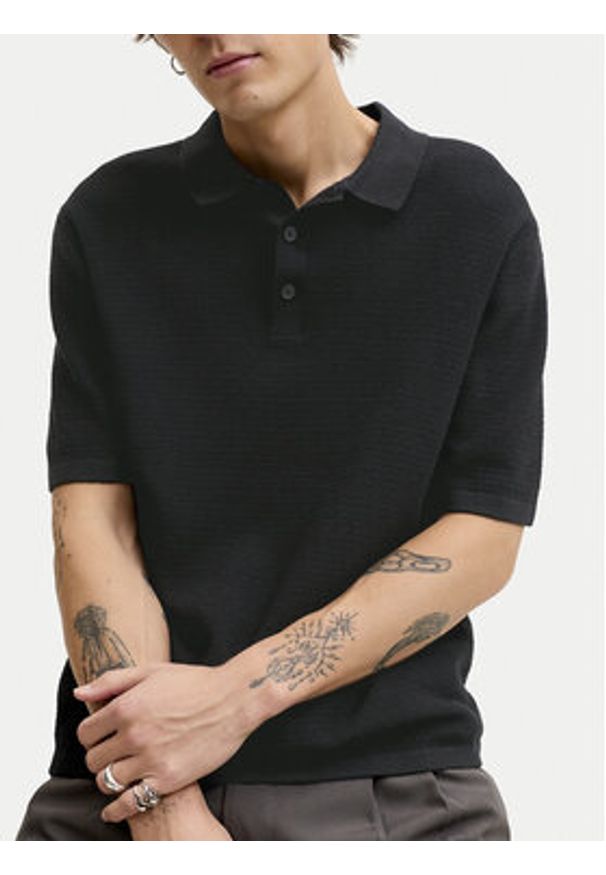 Jack & Jones Sweter George 12268281 Czarny Relaxed Fit. Kolor: czarny. Materiał: bawełna