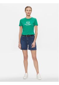 TOMMY HILFIGER - Tommy Hilfiger T-Shirt Flag Script WW0WW41761 Zielony Slim Fit. Kolor: zielony. Materiał: bawełna