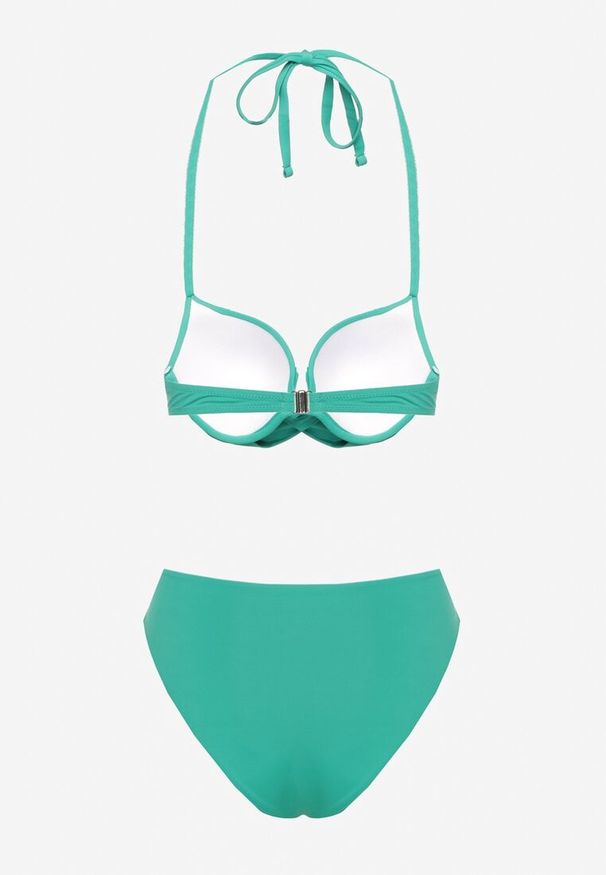 Born2be - Zielone Bikini Wiązany Biustonosz i Majtki Typu Figi Vanissa. Kolor: zielony