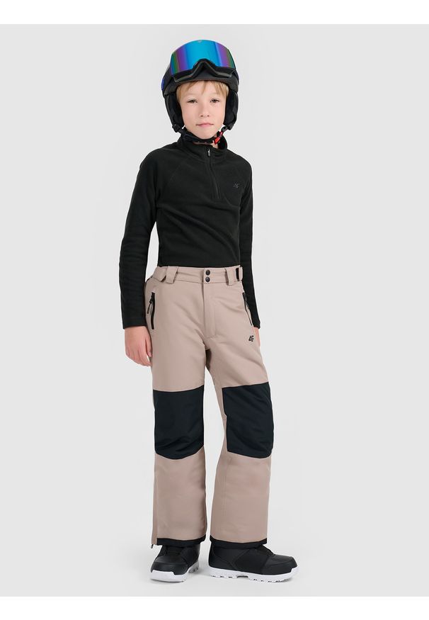 4f - 4F Spodnie snowboardowe membrana 10000 chłopięce - brązowe 158 (12-13 lat). Kolor: brązowy. Materiał: poliester, materiał. Sezon: lato. Sport: snowboard