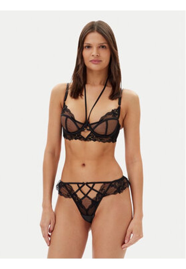 Hunkemöller Stringi Amari 301043 Czarny. Kolor: czarny. Materiał: syntetyk