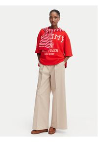 TOMMY HILFIGER - Tommy Hilfiger T-Shirt Varsity Crest WW0WW50940 Czerwony Oversize. Kolor: czerwony. Materiał: bawełna #2