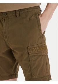 Napapijri Szorty materiałowe N-Deline NP0A4HOT Khaki Regular Fit. Kolor: brązowy. Materiał: bawełna #5