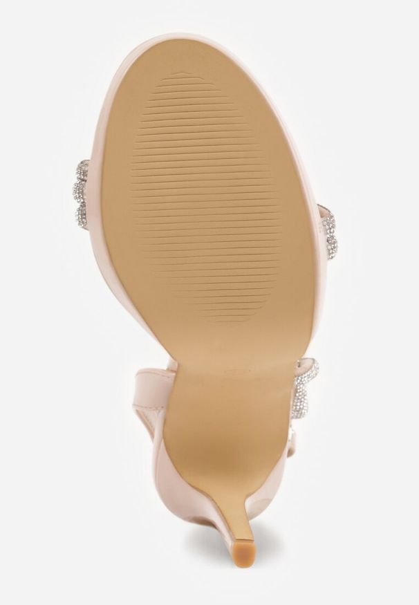 Renee - Beżowe Szpilki Sandały z Cyrkoniowymi i Transparentnymi Paskami Vikirissa. Okazja: na imprezę. Zapięcie: pasek. Kolor: beżowy. Wzór: paski, aplikacja. Obcas: na szpilce. Styl: elegancki. Wysokość obcasa: średni