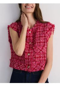 Reserved - Krótka tweedowa kamizelka - wielobarwny. Materiał: tkanina. Długość: krótkie #1