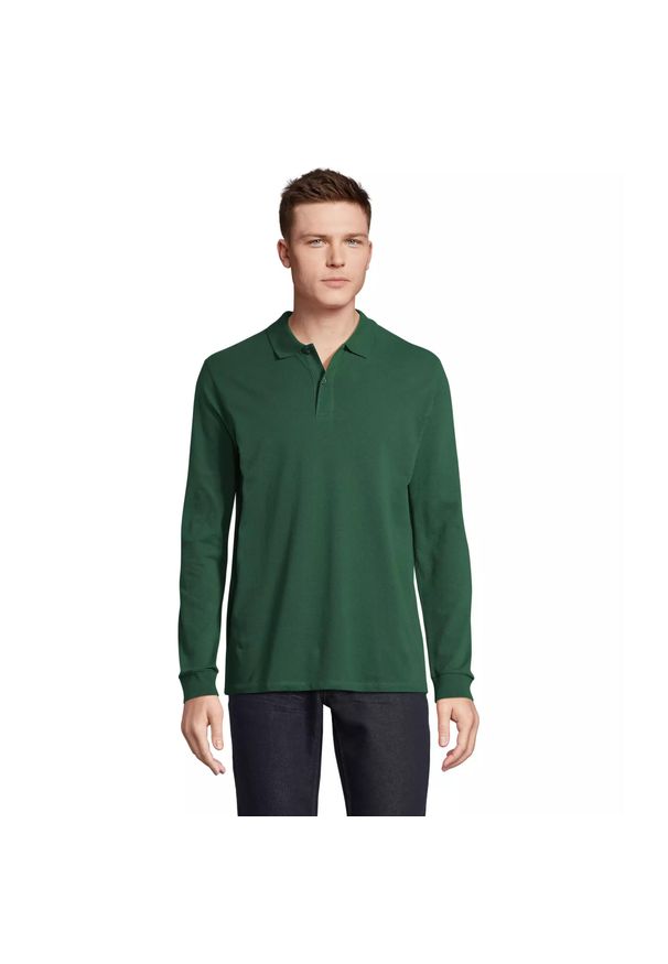 SOL'S - Koszulka polo z długim rękawem Sol's Planet. Typ kołnierza: polo. Kolor: zielony. Długość rękawa: długi rękaw. Długość: długie