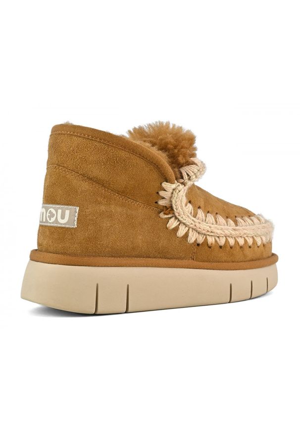 Mou - MOU Eskimo Bounce Sneaker Śniegowce damskie. Okazja: na co dzień. Kolor: brązowy. Materiał: zamsz, materiał, wełna. Sezon: zima. Styl: casual, klasyczny, elegancki