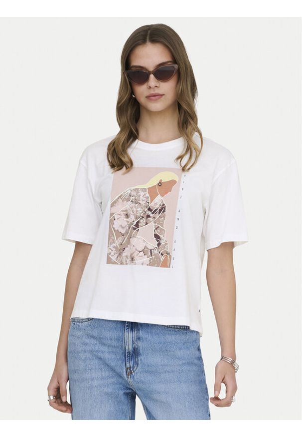 only - ONLY T-Shirt Susan 15372179 Biały Regular Fit. Kolor: biały. Materiał: bawełna