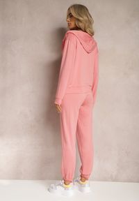 Renee - Różowy Bawełniany Komplet Dresowy Rozpinana Bluza z Kapturem i Spodnie Joggery Farila. Kolor: różowy. Materiał: dresówka, bawełna