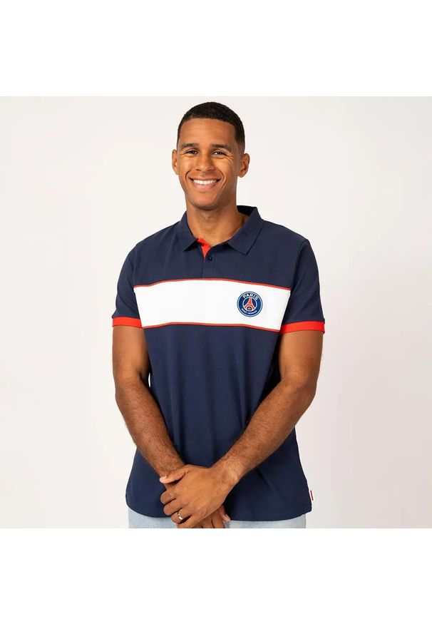 PARIS SAINT GERMAIN - PSG polo męskie. Typ kołnierza: polo. Kolor: niebieski. Sport: piłka nożna