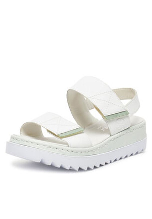 Rieker Sandały V4475-80 Biały. Kolor: biały. Materiał: syntetyk, skóra