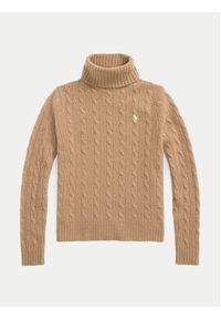 Polo Ralph Lauren Golf 211888686006 Beżowy Regular Fit. Typ kołnierza: golf, polo. Kolor: beżowy. Materiał: wełna