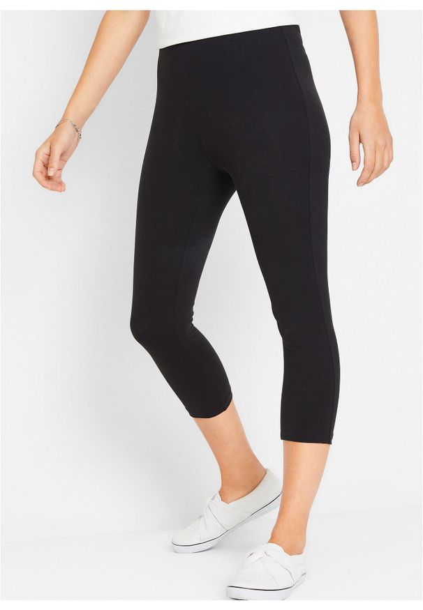 bonprix - Legginsy rybaczki z wygodną talią. Kolor: czarny